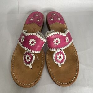 Jack Rodgers Pink Leather Women's Flat Sandals 9 USED